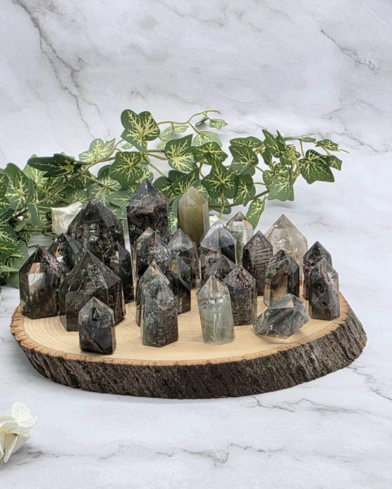 Garden Quartz, Phantom Quartz Lodolite Wholesale Lot 25 Pieces, Mini Towers, Hand Carved, Polished Points, Multiple Gifting Ideas,