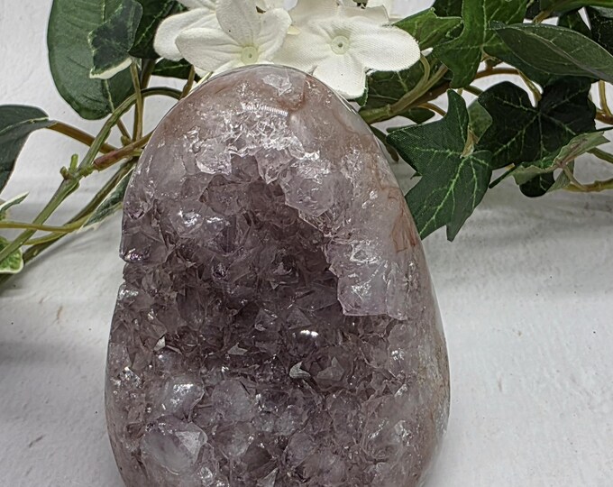 Uruguay Pink Amethyst Geode Cut Base • Polished Sides • Natural Pink Amethyst Crystal Cluster • Healing Stone • Home Décor Display Piece