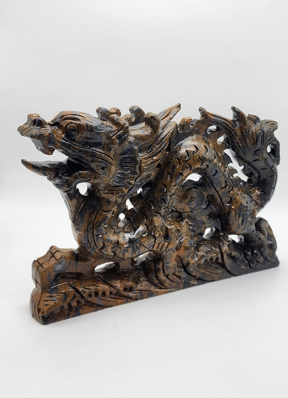 Mountain Jasper XL Dragon, Hand-Carved And Hand Detailed Gemstone Carving, Jasper Dragon, Year Of The Dragon Gift, Crystal Energy Healing