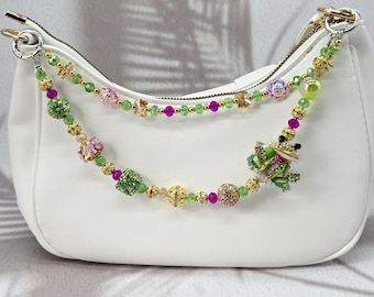 Rhinestone Frog Phone Wristlet Keychain | Crystal Beaded Bag Charm Strap Fashion