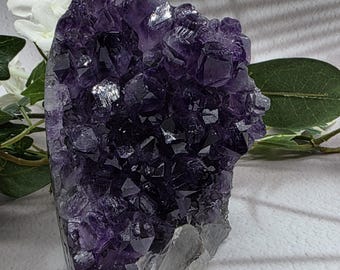 AAA Amethyst Geode Cut Base, Uruguay Amethyst Crystal, With UV Reactive Calcite High Quality Purple Cluster, Healing Stone, Home Decor