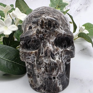 Sphalerite Crystal Skull, Hand Carved Skull Decor,  Gothic Crystal Display,  Metaphysical Gift,  Halloween, Altar Decoration