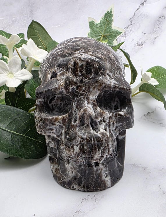 Sphalerite Crystal Skull, Hand Carved Skull Decor,  Gothic Crystal Display,  Metaphysical Gift,  Halloween, Altar Decoration