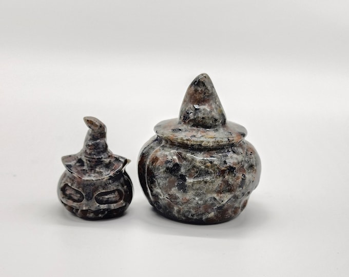 Yooperlite UV Reactive, Pumpkin  Set, Hand Carved, Gemstone Carving, Halloween Ghost And Pumpkin Decor.