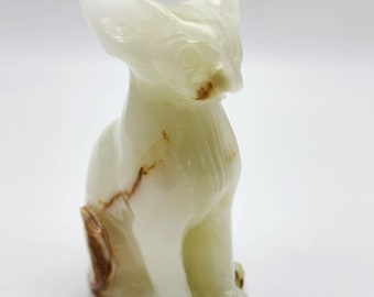 Hand Carved Afghan Jade Sphinx Cat: Harmonizing Gemstone Gift