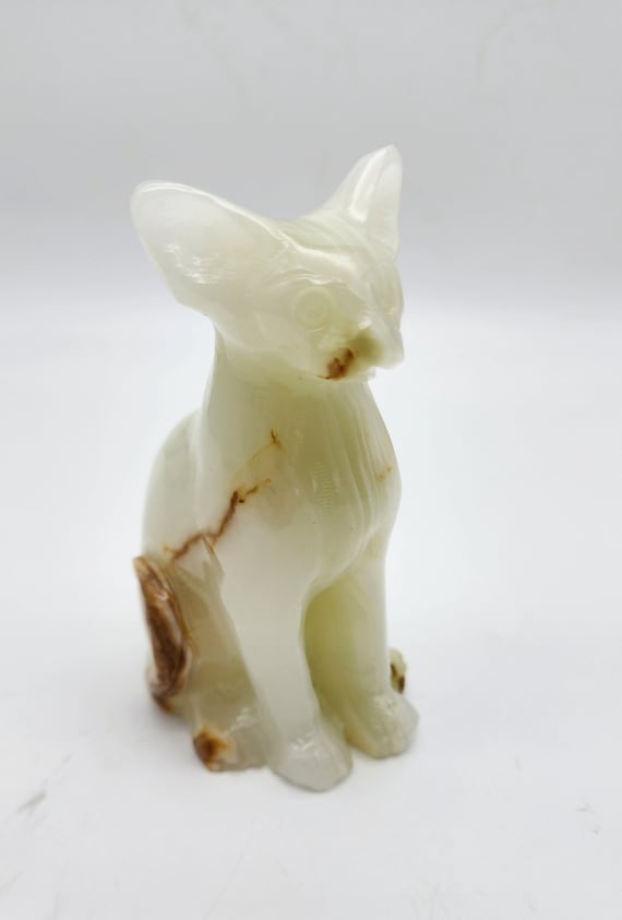 Afghan Jade Shinx Cat, Hand Carved Gemstone, Harmonizing And Balance, Jade, Nice Banding, Unique Gift,