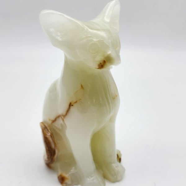 Afghan Jade Shinx Cat, Hand Carved Gemstone, Harmonizing And Balance, Jade, Nice Banding, Unique Gift,