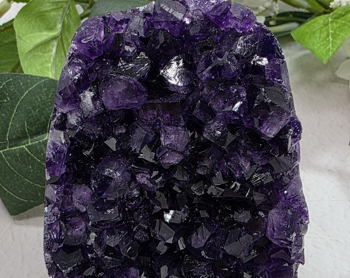 Dark Purple Uruguay Amethyst Freeform, Premium Color Crystal, Collector Display, Natural Amethyst with Light Basalt, Grape Jelly Color