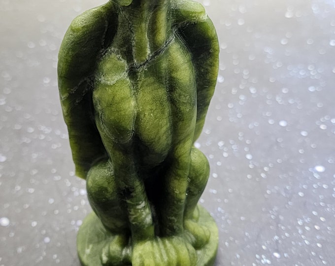 Xiuyan Jade Winged Angel Dog: Pet Memorial Carving