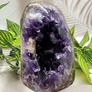 Uruguay Amethyst Geode: Large Purple Crystal Cluster with Calcite