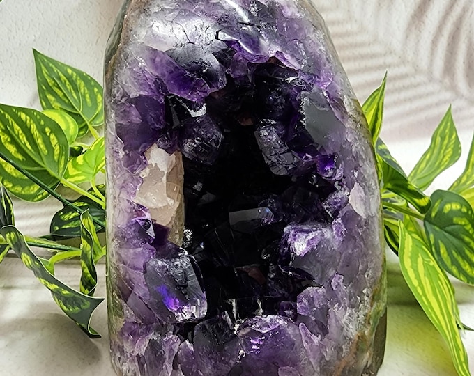 Uruguay Amethyst Geode: Large Purple Crystal Cluster with Calcite