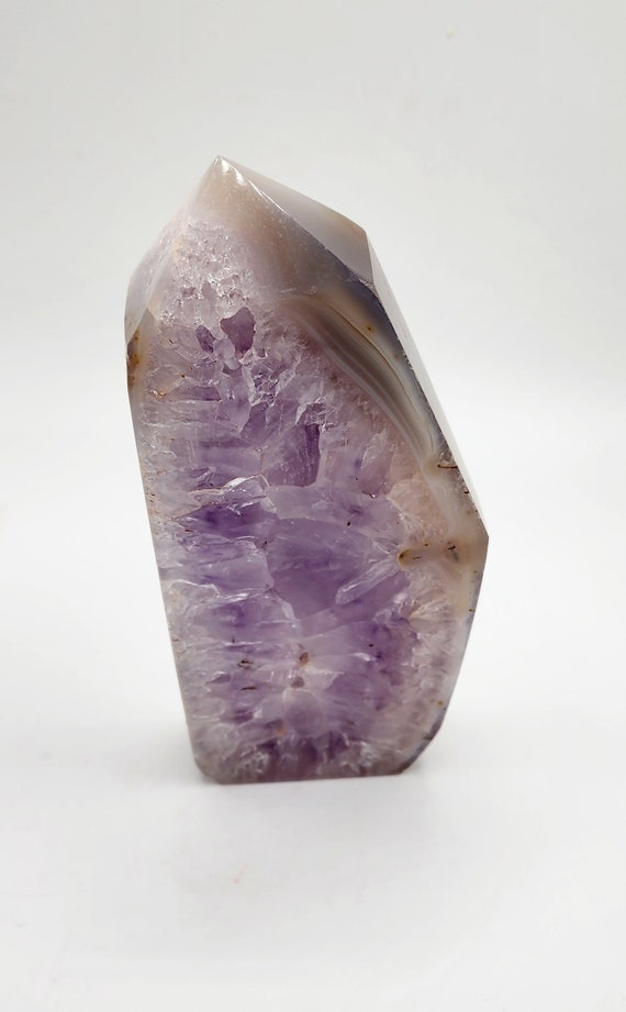 Amethyst And Agate Tower, Amethyst Point, Obelisk, Slab, Agate And Amethyst, Freeform, Chunky Point Healing Gift