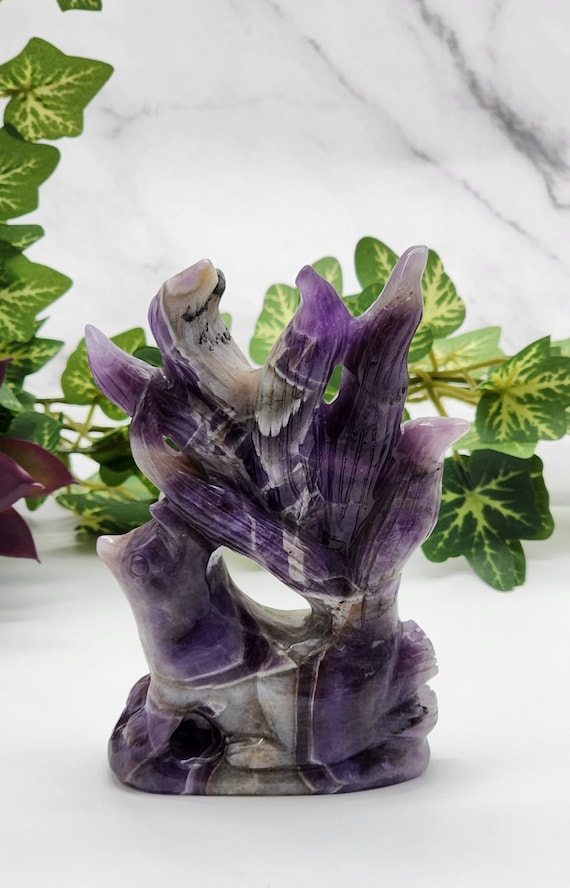 Dream Amethyst Nine Tails Fox, Hand-Carved Crystal Fox, Natural Crystal Fox Carving, Nine Tailed Fox, Home Decor Gift, Transformation Gift