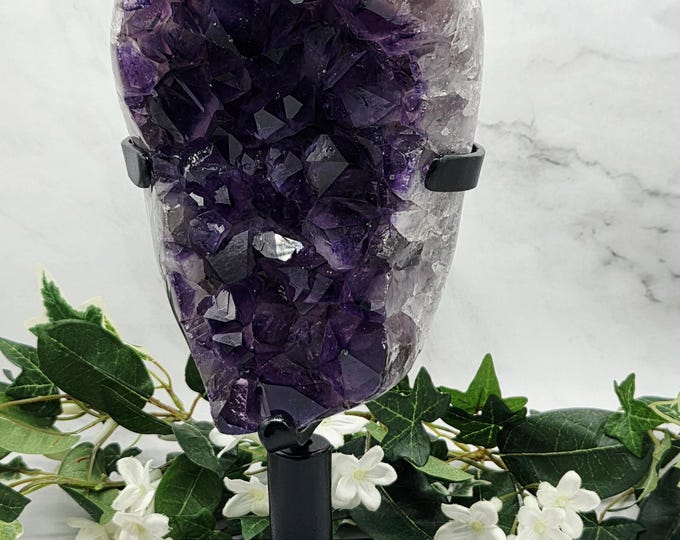 Large Uruguay Amethyst on Spinning Stand Deep Purple Crystal Cluster 11 lb Statement Specimen Natural Druzy Amethyst Luxury Crystal Decor Co