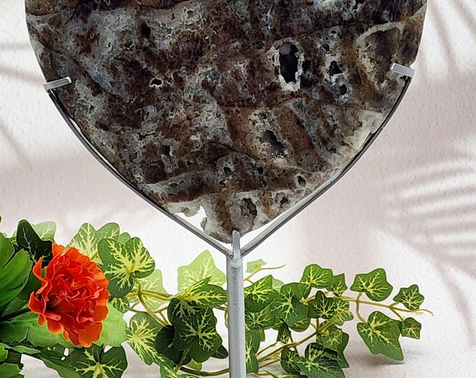 Druzy Sphalerite Heart on Custom Stand: Crystal Healing Decor