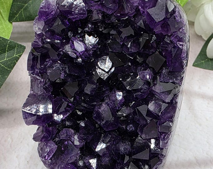 Dark Purple Uruguay Amethyst Freeform, Premium Color Crystal, Collector Display, Natural Amethyst with Light Basalt, Grape Jelly Color
