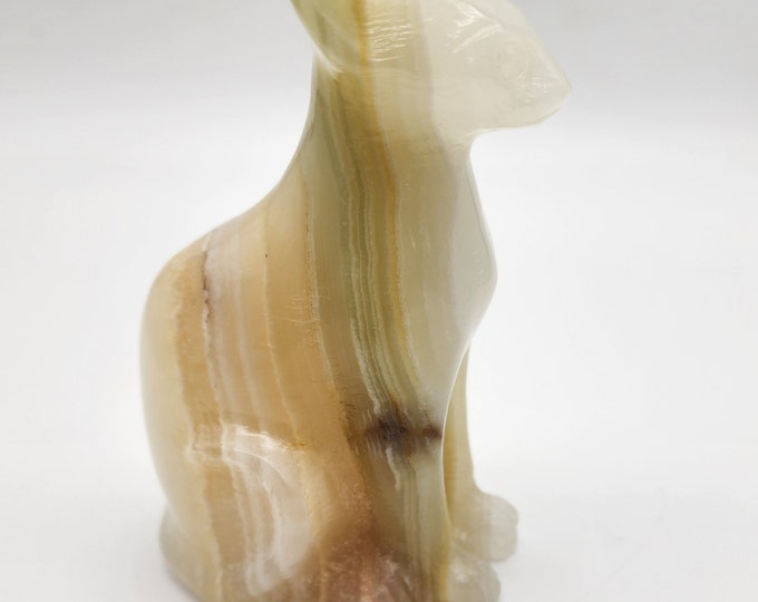 Hand Carved Afghan Jade Sphinx Cat: Gemstone Sculpture