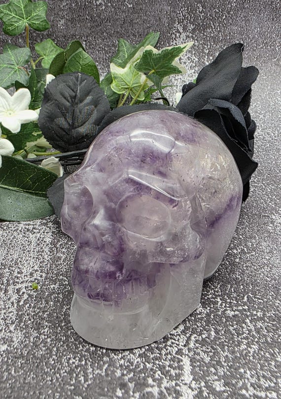 Natural Amethyst/Agate Hand Carved Skull  Amethyst Skull, Agate Skull Gift For Collectors, Reiki Healing, Gothic Elegance, Halloween Decor