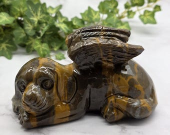 Mountain Jasper Winged Angel Dog: Pet Memorial Statue