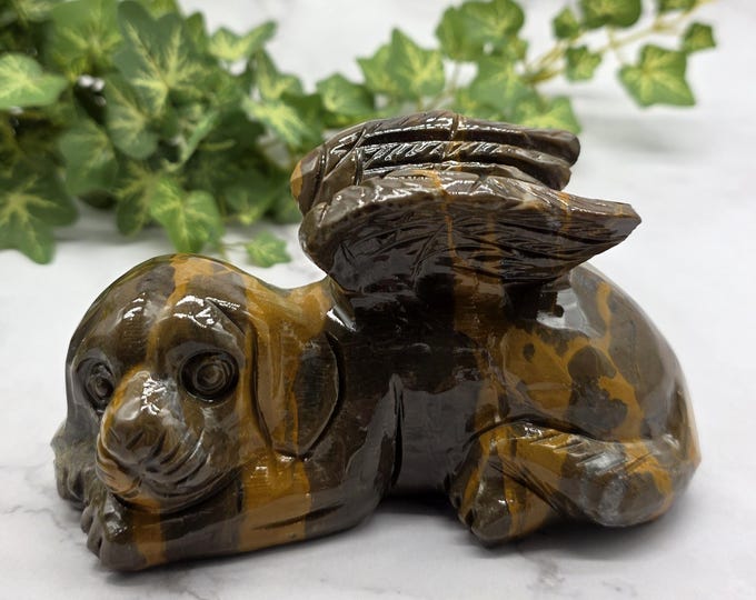 Mountain Jasper Winged Angel Dog: Pet Memorial Statue