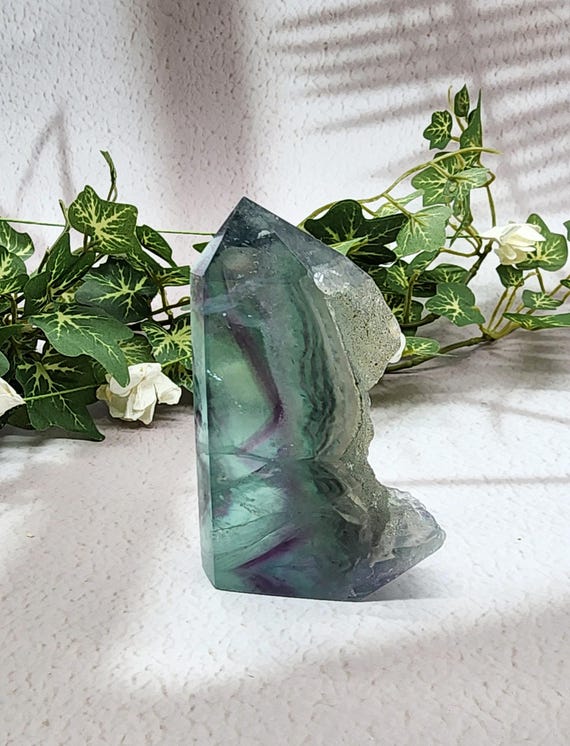 Rainbow Fluorite Tower, Rough Cut, Druzy Flourite Tower, Obelisk, Raw Sided Tower, Flourite Home Decor