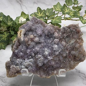 Shimmering Druzy Quartz Specimen: Crystal Collector&#39;s Display (4.75x3.98 inches