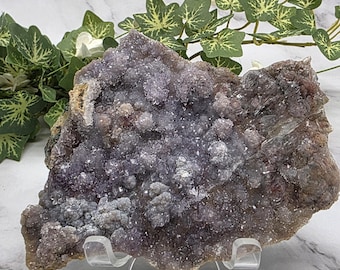 Shimmering Druzy Quartz Specimen: Crystal Collector's Display (4.75x3.98 inches