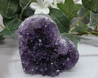 Amethyst Agate Crystal Heart Carving Reiki Healing Gemstone, Uruguay Amethyst Heart