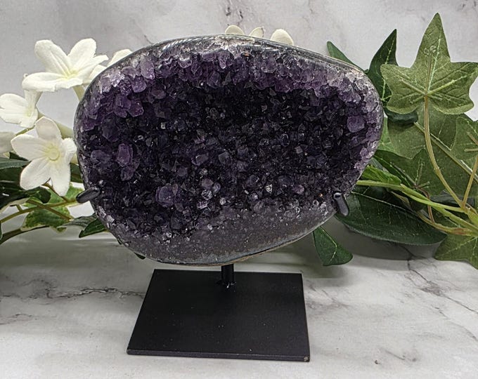 Uruguay Amethyst Cluster on Stand Deep Purple Druzy Natural Crystal 1 lb 3 oz Small Display Specimen Home Decor Gift