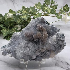 Shimmering Druzy Quartz Specimen: Crystal Collector&#39;s Display (4.60 x 3.26 inches