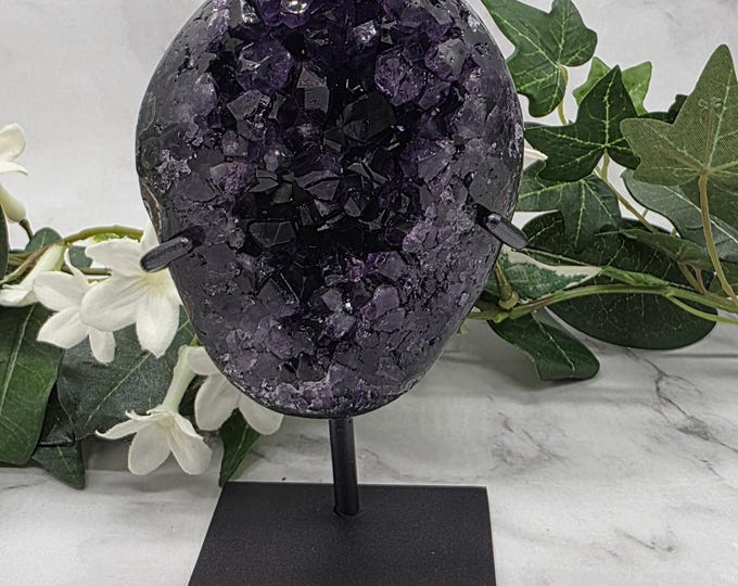 Uruguay Amethyst Cluster on Stand Deep Purple Druzy Natural Crystal 1 lb 2 oz Small Display Specimen Home Decor Gift