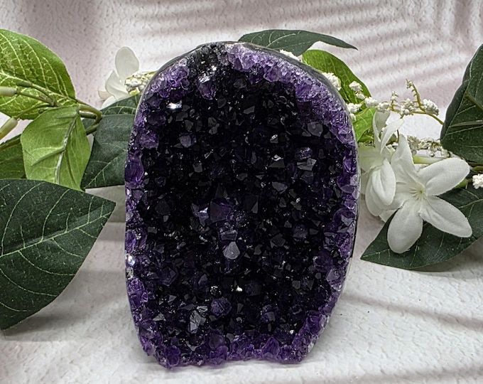 Dark Purple Uruguay Amethyst Freeform Crystal Geode Standing Collector Display Piece,Grape Jelly Color
