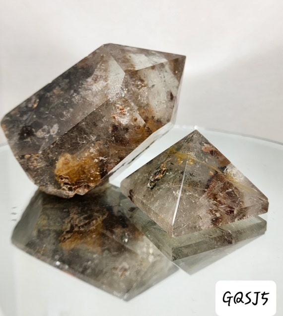 Rare Garden Quartz Pyramid, Lodolite, 4 Season 1 Freeform Point, 1 Garden Quartz Pyramid, Phantom Quartz, Natural Gemstone,