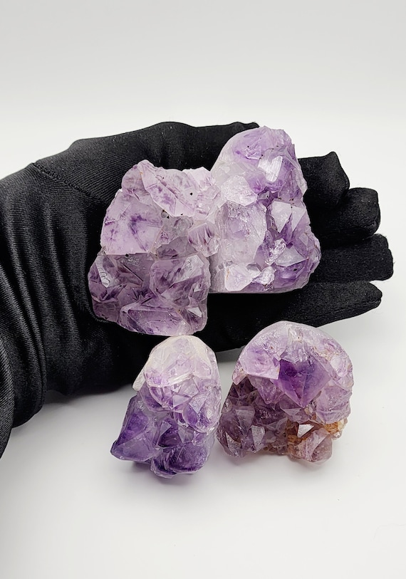 Amethyst Mini Geodes Lot Of 4 Purple Crystal, Amethyst Cluster, Collectors Gift, Calming Energy