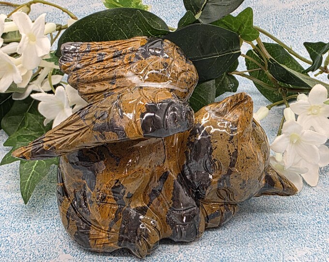 Mountain Jasper Winged Angel Cat, Gemstone Memorial Angel Cat Statue, Pet Loss Fiqure Gift, Pet Remembrance Carving, Natural Crystal Energy
