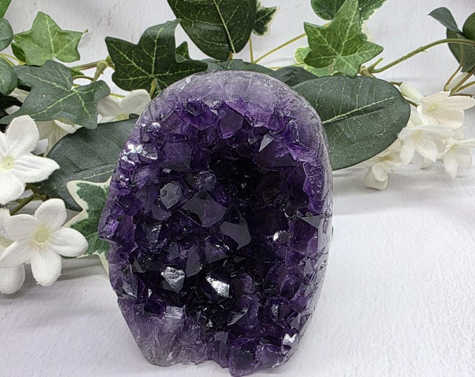 Uruguay Amethyst Standing Cluster, Deep Purple Crystal Display Piece
