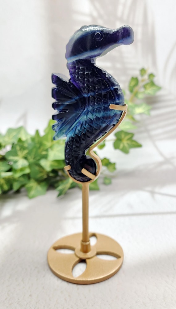 Rainbow Fluorite Seahorse Carving Crystal Sea Animal Ocean Decor Healing Stone Spiritual Gift Fluorite Figurine Crystal Seahorse