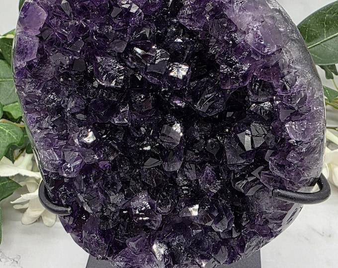 Uruguay Amethyst Druzy on Stand | Deep Purple Crystal Cluster | Natural Healing  | February Birthstone