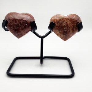 Garden Quartz Thousand Layers,  Heart Duo With Double Stand Included, Lodolite, Phantom Quartz, Garden Quartz Crystal Heart Hand Carved