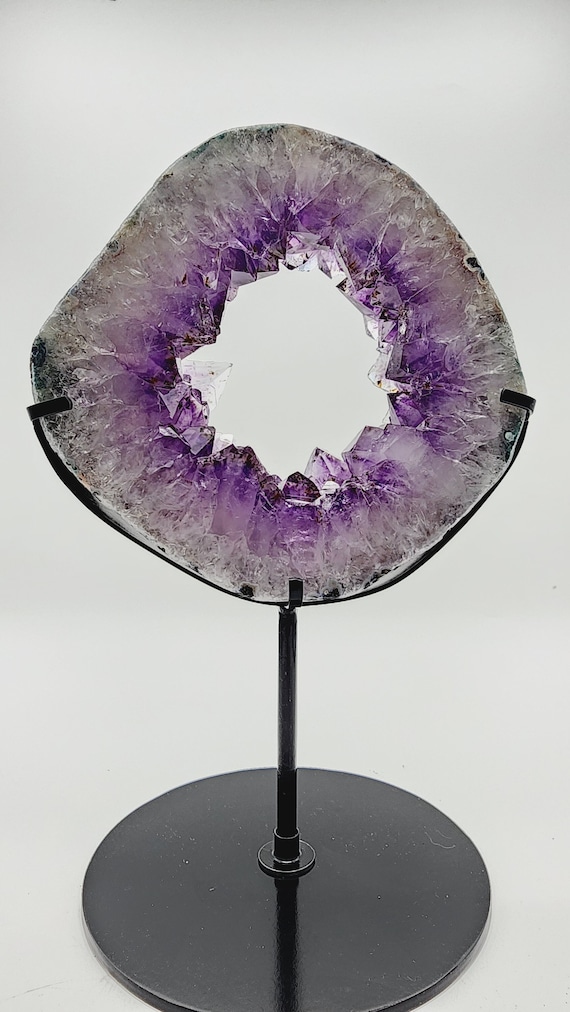 Amethyst Portal Slab With Metal Stand, Amethyst Statement Piece, Crystal Portal, Natural Amethyst Slab, Crystal Energy,  Amethyst Geode