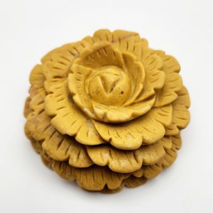 Yellow Jade Hand Carved Rose Flower Large Statement Piece, Friendship And Joy Symbol,  Wisdom And Courage Stone, Beautiful Gift