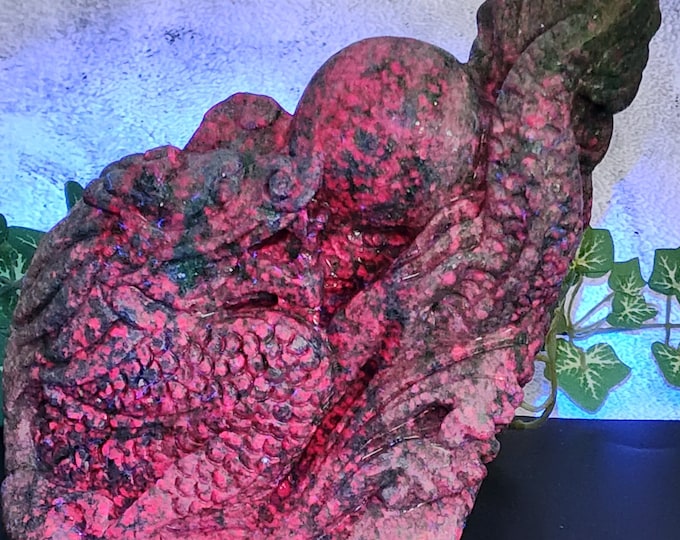 UV Reactive Ruby Kyanite Dragon: Hand-Carved Crystal Statement Piece