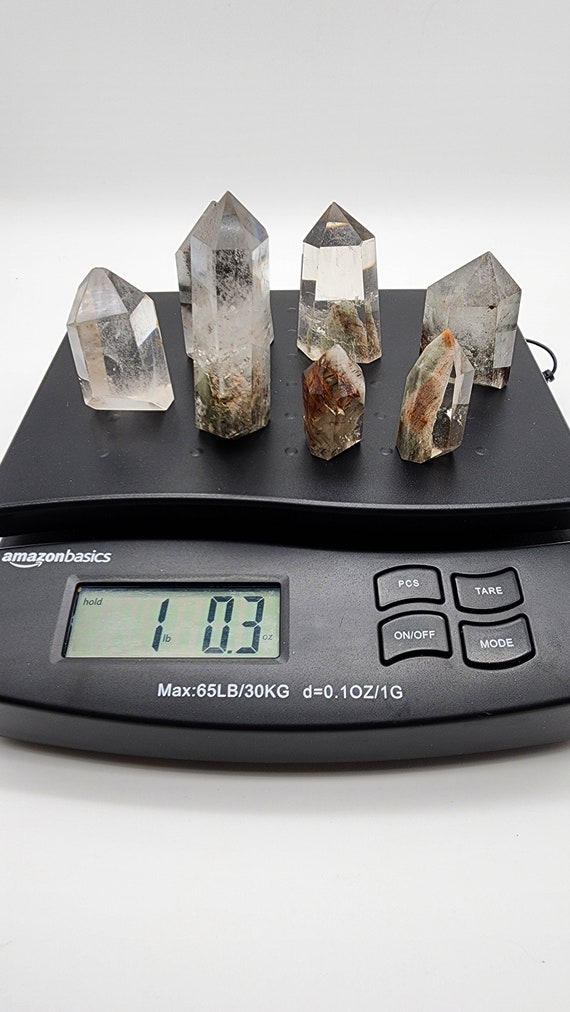 Garden Quartz, Lodolite, Phantom Quartz, Towers, Points, Hand Carved And Polished WHOLESALE Lot Of 6 Pieces, 1 Pound Garden Quartz