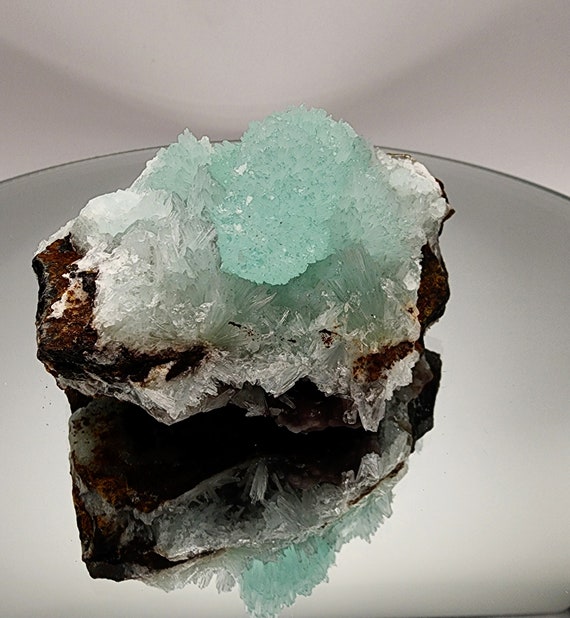 Hemimorphite Blue Specimen On Matrix, Durango Mexico Origin, Beautiful Blue Natural Gemstone Specimen With Display Stand, Rare Gift Idea !