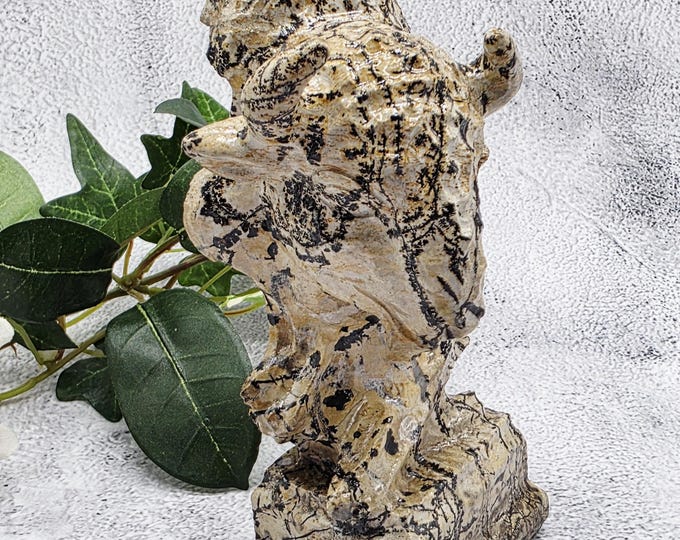 Picture Jasper Vision Bust Carving, Hand Carved Stone Sculpture, Earthy Display, Crystal Collector Item
