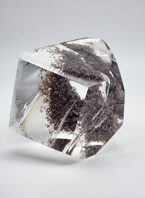 Purple Garden Quartz, Golden Rutile And Rainbow, AAA Grade Freeform, Polished, Hand-Carved Freeform, Rare Quality And Combination, Ultimate