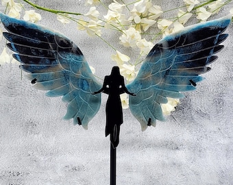 Trolleite Dragon Wings on Stand: Blue Crystal Home Decor