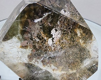 Lodolite Garden Quartz Freeform: Polished Phantom Quartz with Rainbows