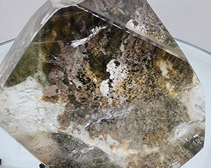 Lodolite Garden Quartz Freeform: Polished Phantom Quartz with Rainbows
