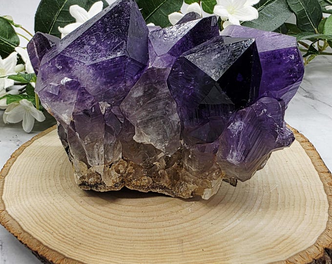 Brazilian Raw Amethyst Cluster – Deep Purple Crystal Points – Natural Amethyst Specimen – Meditation Stone – Crystal Display –